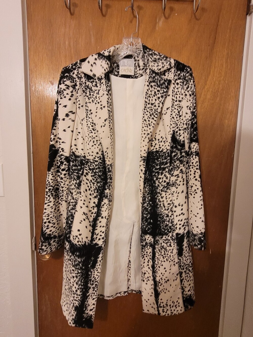 VINTAGE 90s/Y2K Caché x Alberto Makali Animal Print Longline Duster Coat